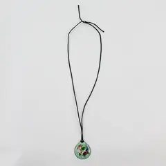 Meab Ireland Signed Abstract Enamel Swirl Copper Teardrop Pendant Necklace 12"