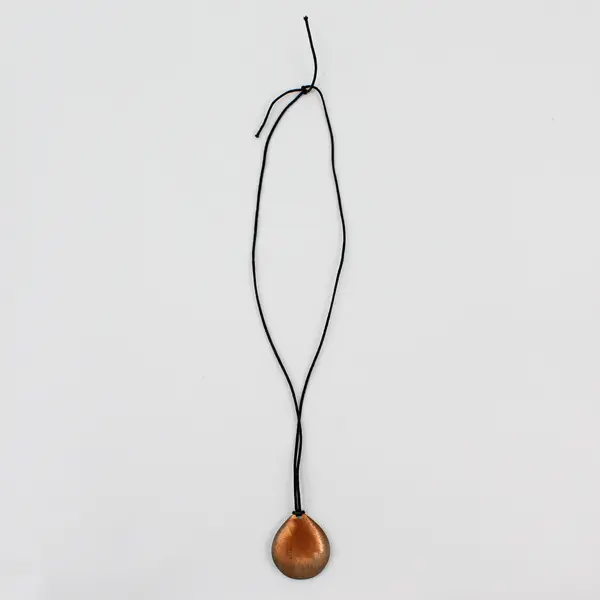 Meab Ireland Signed Abstract Enamel Swirl Copper Teardrop Pendant Necklace 12"