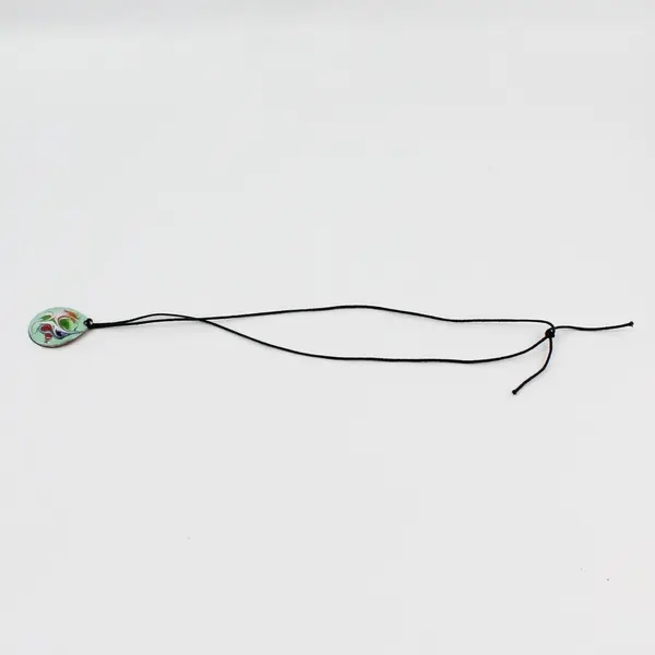 Meab Ireland Signed Abstract Enamel Swirl Copper Teardrop Pendant Necklace 12"