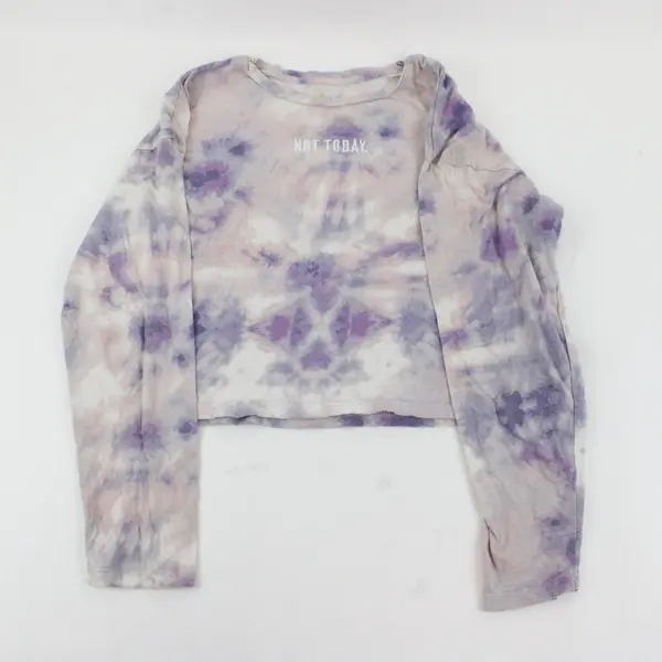 RIZE RENEW Purple Tie Dyed Long Sleeve Embroidered Not Today Shirt S