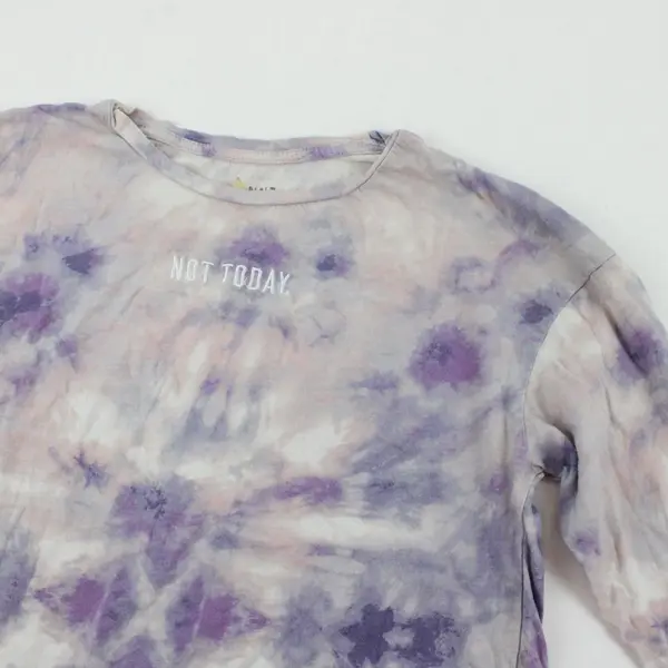 RIZE RENEW Purple Tie Dyed Long Sleeve Embroidered Not Today Shirt S