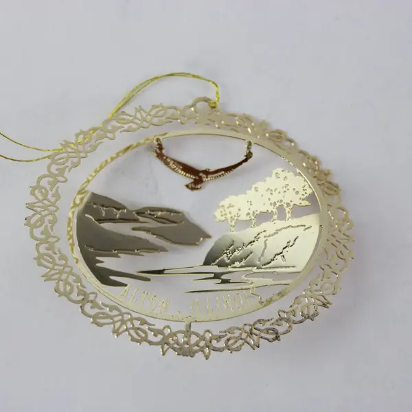 Nation's Treasures Alton, Illinois Brass Ornament 24K Gold Finish Brass