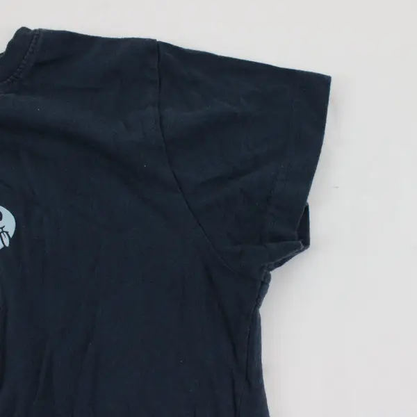 Women's Dark Blue "spit happens" Llama Pun Graphic T-Shirt 100% Cotton Size M 