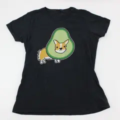 Women's Black Corgi Avocado Graphic T-Shirt Unbranded