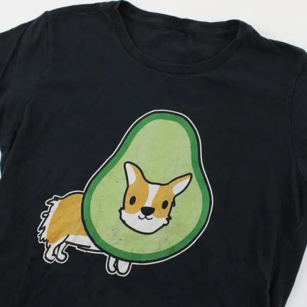Women's Black Corgi Avocado Graphic T-Shirt Unbranded