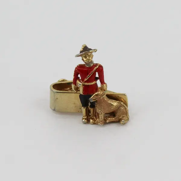 Vintage Sarah Cov Mountie Figural Tie Clip Enamel Wear