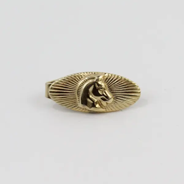 Gold Tone Horse Head Oval Western Men's Tie Clip Clasp Jewelry