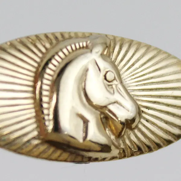 Gold Tone Horse Head Oval Western Men's Tie Clip Clasp Jewelry