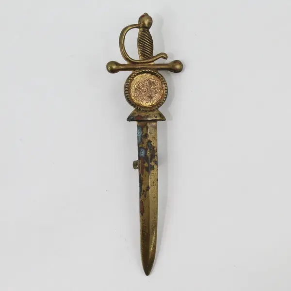 Broadcast NYC Vintage Sword Brooch Pin Tarnish Wear Missing Stone