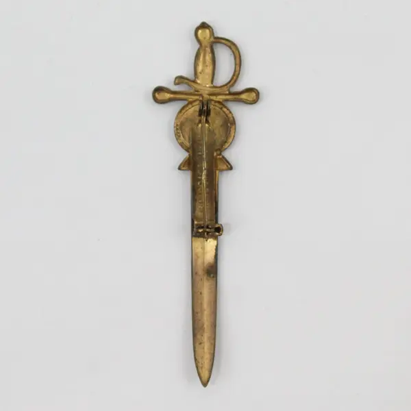 Broadcast NYC Vintage Sword Brooch Pin Tarnish Wear Missing Stone