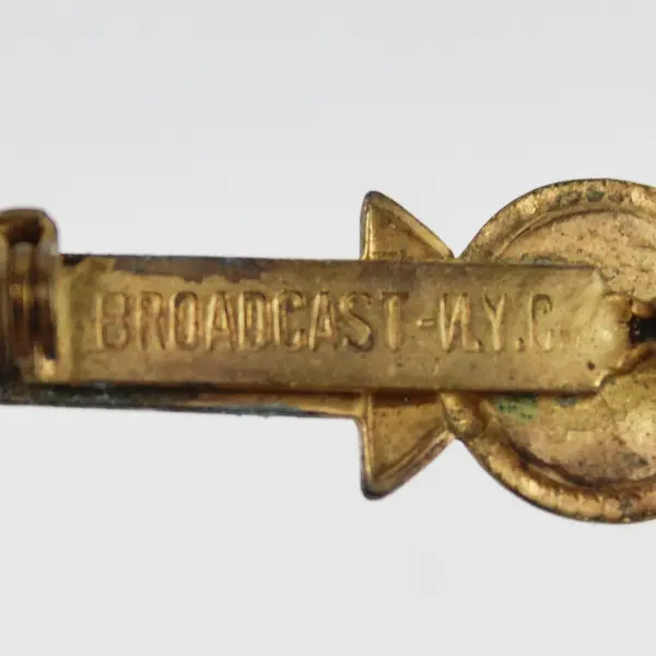 Broadcast NYC Vintage Sword Brooch Pin Tarnish Wear Missing Stone