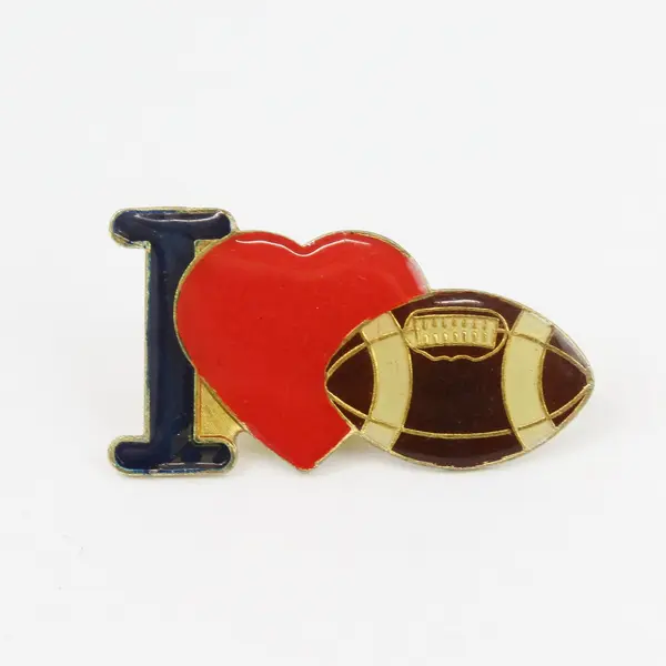 I Love Football Enamel Lapel Pin Red Heart Sports Collectible