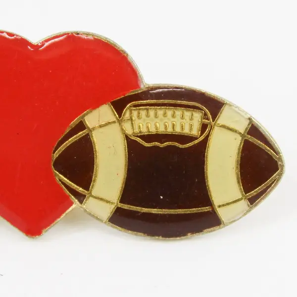 I Love Football Enamel Lapel Pin Red Heart Sports Collectible