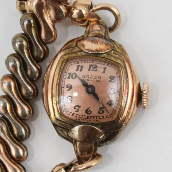 Vintage Gruen Veri-Thin Ladies Bracelet Watch Art Deco Base Metal