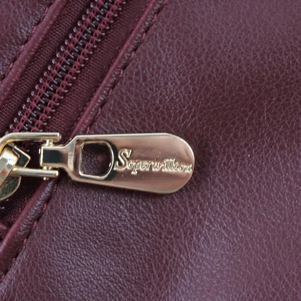 Soperwilton Burgundy Red Faux Leather Crossbody Purse Bag