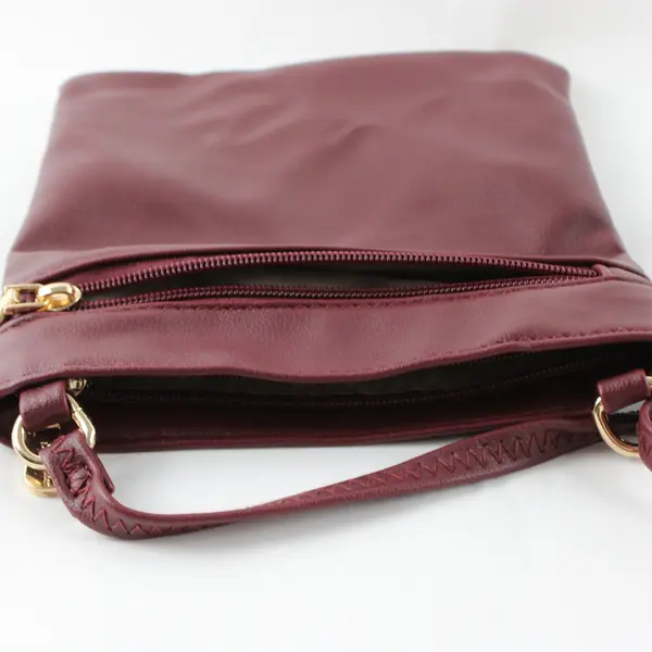 Soperwilton Burgundy Red Faux Leather Crossbody Purse Bag