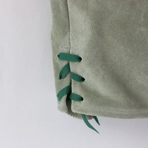 Green Suede Lederhosen Size 90 Men's Traditional Shorts FLAWED