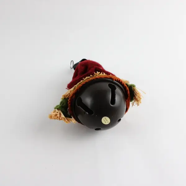 Lot of 2 Vintage Halloween Ornaments: Scarecrow Jingle Bell & Dept. 56 Jester 