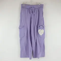 Wonder Nation Girl's Lavender "Peace and Love" Cargo Drawstring Joggers, M (7-8)