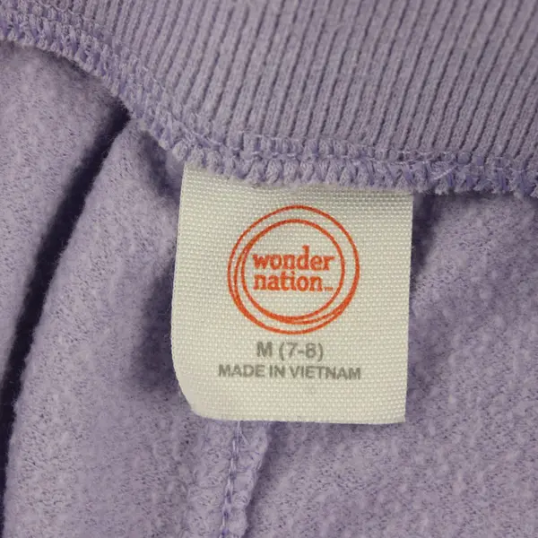 Wonder Nation Girl's Lavender "Peace and Love" Cargo Drawstring Joggers, M (7-8)