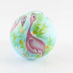Pink Flamingoes Painted Hanging Ball Ornament, Resin 