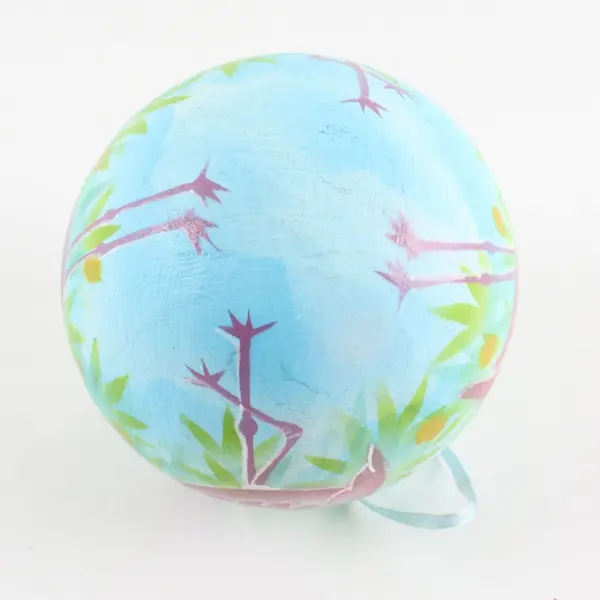 Pink Flamingoes Painted Hanging Ball Ornament, Resin 