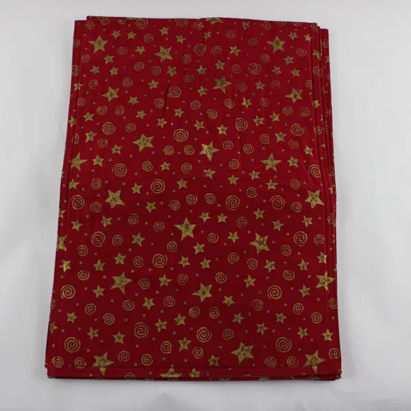 Set of 4 Handmade Red and Gold Star Pattern Rectangular Placemats 16.5"