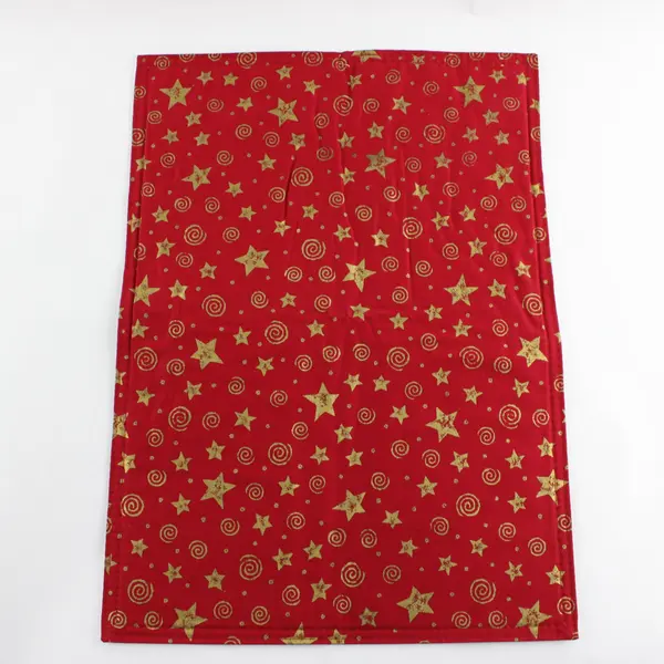 Set of 4 Handmade Red and Gold Star Pattern Rectangular Placemats 16.5"