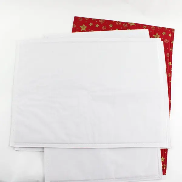 Set of 4 Handmade Red and Gold Star Pattern Rectangular Placemats 16.5"