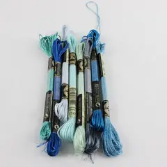 DMC Lot of 8 Metallic Thread Skeins 8.7 Yds Mixed Blue/Green/Silver New