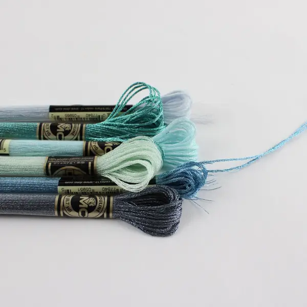 DMC Lot of 8 Metallic Thread Skeins 8.7 Yds Mixed Blue/Green/Silver New