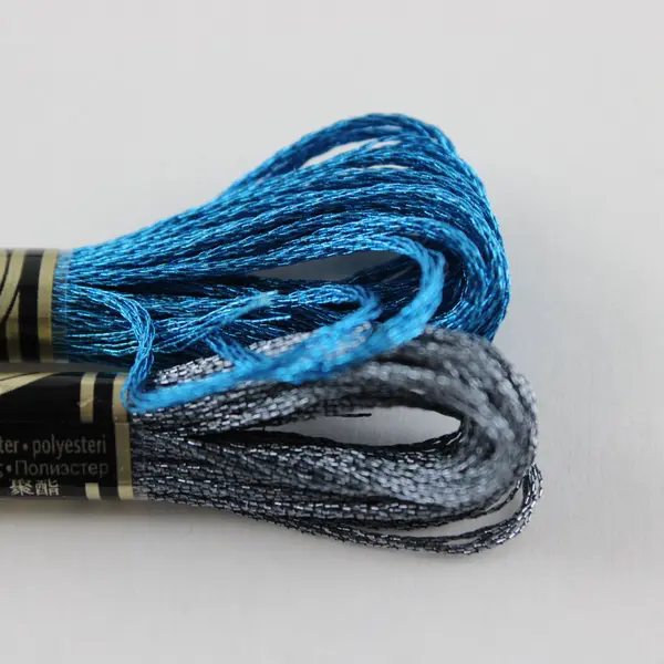 DMC Lot of 8 Metallic Thread Skeins 8.7 Yds Mixed Blue/Green/Silver New