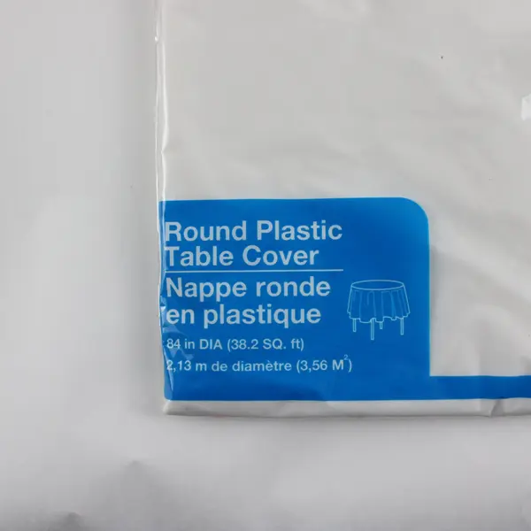 Lot of 3 Round Plastic Table Covers White/Clear 84in Diameter Unique