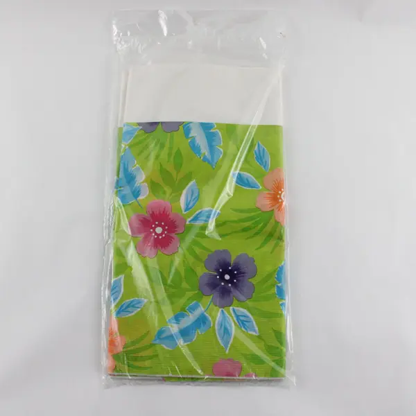 Vintage NEW SEALED JCS Green Hibiscus Print Party Tablecover 54"x102"