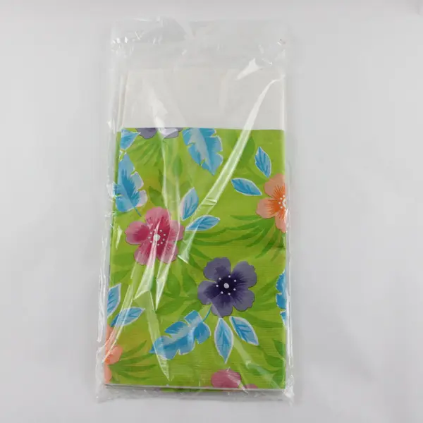 Vintage NEW SEALED JCS Green Hibiscus Print Party Tablecover 54"x102"
