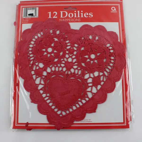 Lot of 36 NEW SEALED Amscan Red Heart-Shaped Doilies 10" Party Supplies