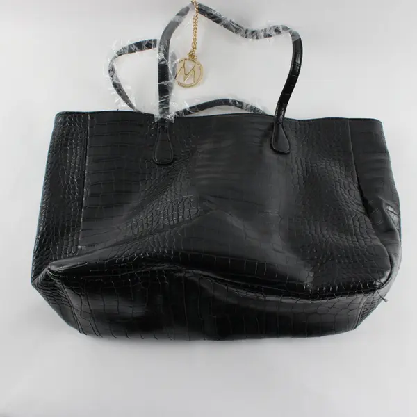 Mia K Farrow Large Black Faux Leather Bag
