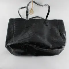Mia K Farrow Large Black Faux Leather Bag