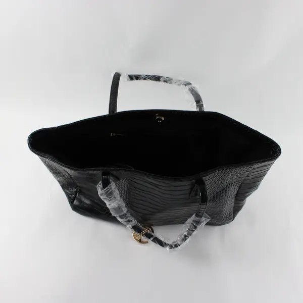 Mia K Farrow Large Black Faux Leather Bag
