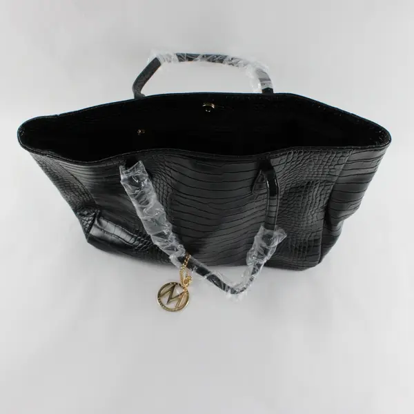 Mia K Farrow Large Black Faux Leather Bag