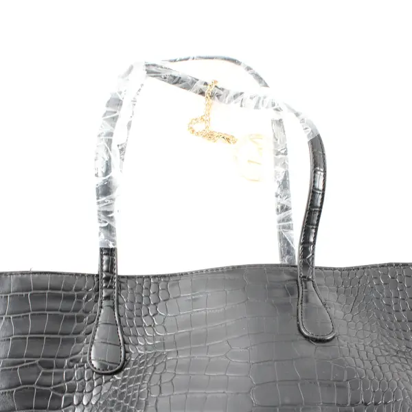Mia K Farrow Large Black Faux Leather Bag