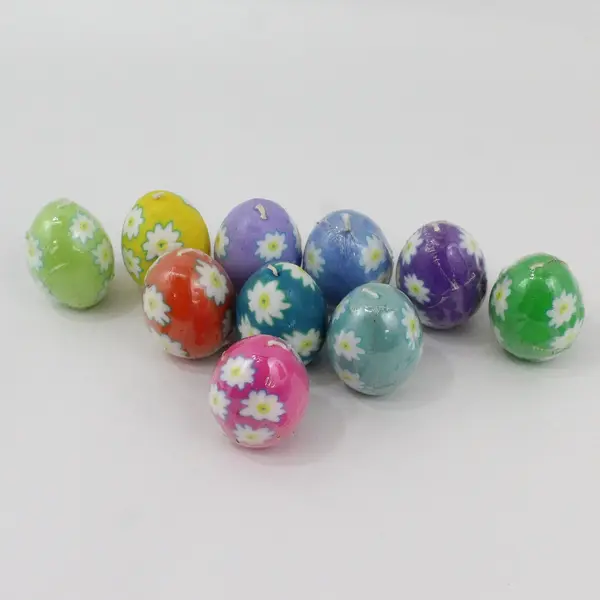 Lot of 10 Hand-Sculpted Easter Egg Candles 2in Colorful Pastel Mix