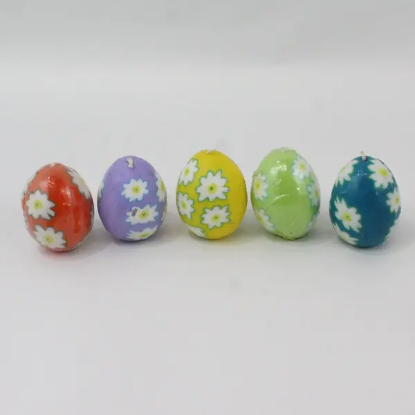 Lot of 10 Hand-Sculpted Easter Egg Candles 2in Colorful Pastel Mix
