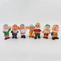 Vintage Disney Seven Dwarfs Rubber Squeaky Toys Complete Set