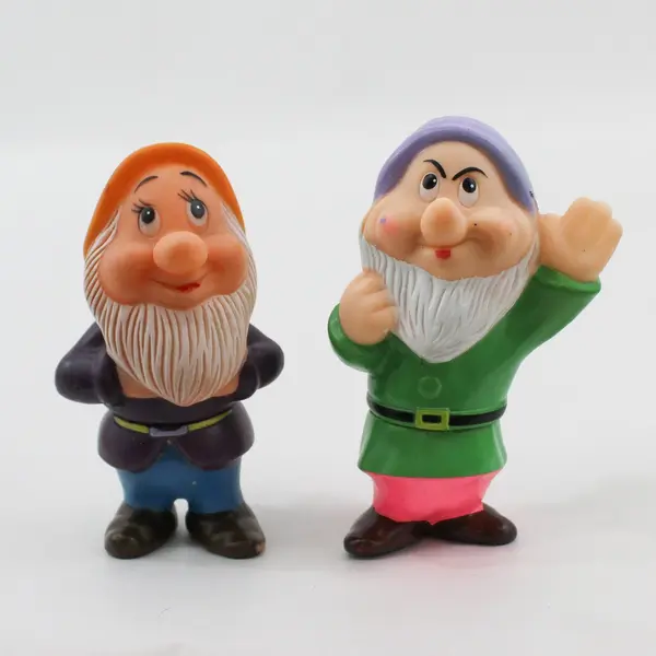 Vintage Disney Seven Dwarfs Rubber Squeaky Toys Complete Set