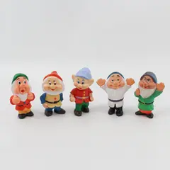 Vintage Set of 5 Disney Seven Dwarfs Rubber Squeaky Toys 5"