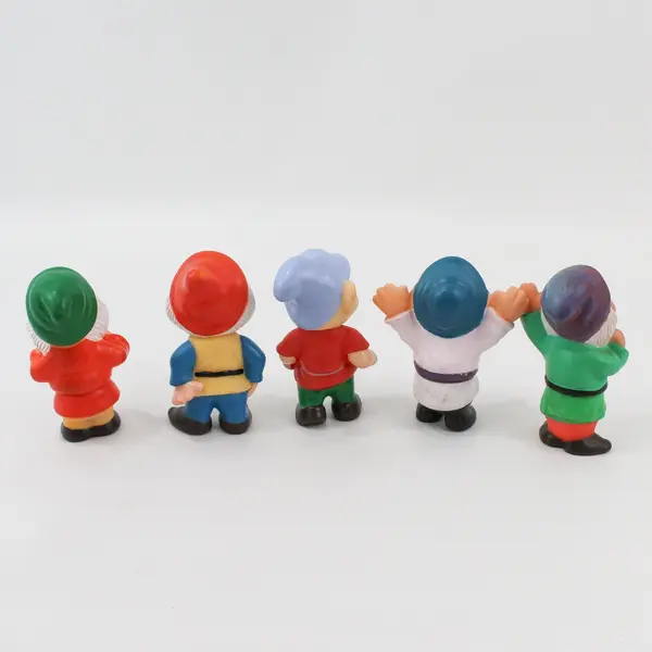 Vintage Set of 5 Disney Seven Dwarfs Rubber Squeaky Toys 5"