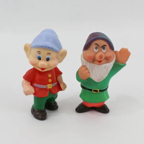 Vintage Set of 5 Disney Seven Dwarfs Rubber Squeaky Toys 5"