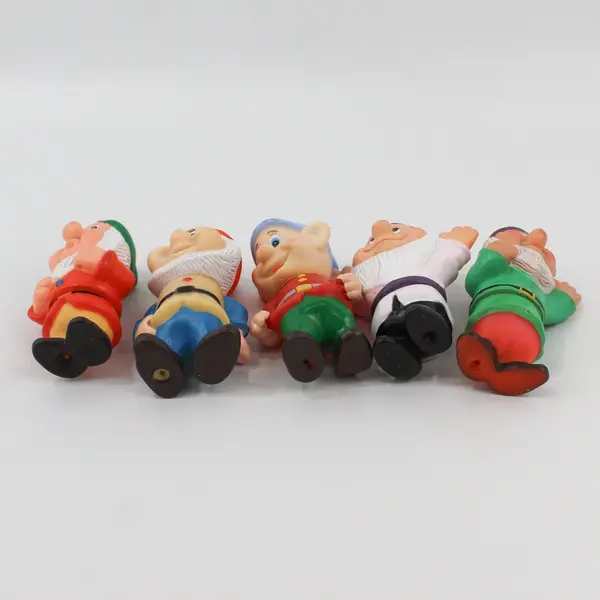 Vintage Set of 5 Disney Seven Dwarfs Rubber Squeaky Toys 5"