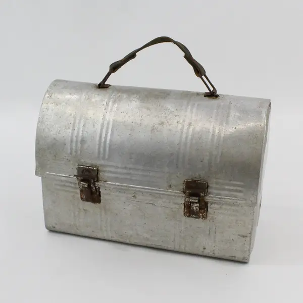 Vintage 1960's Silver Retro Aladdin Dome Camelback Top Lunch Box No Thermos